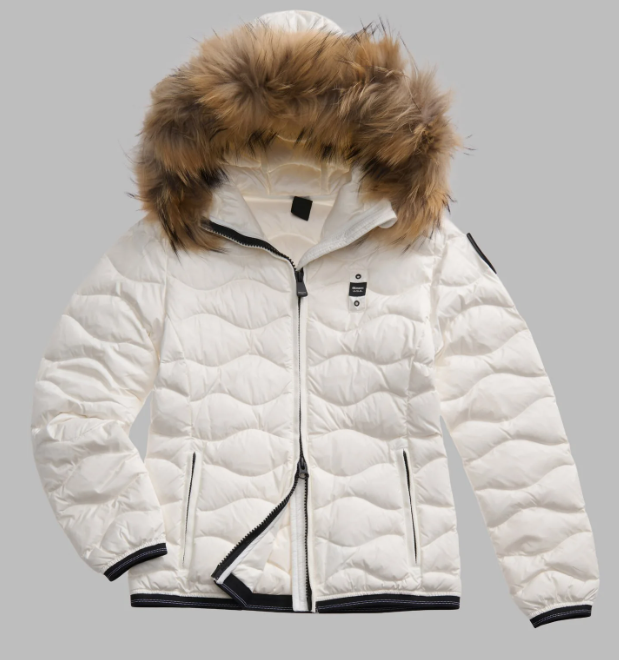 PLUMÍFERO CON BORDE DE PIEL ALDIE OPTICAL WHITE